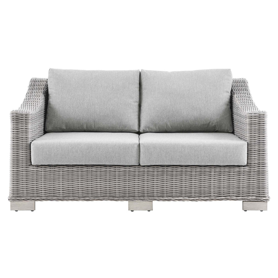 Harlow Outdoor Patio Wicker Rattan Loveseat in Light Gray Gray