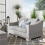 Harlow Outdoor Patio Wicker Rattan Loveseat in Light Gray Gray