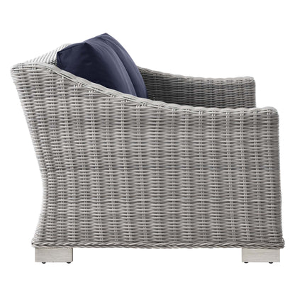 Conway Outdoor Patio Wicker Rattan Loveseat by Furniture for America