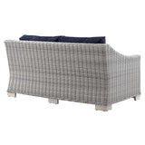 Harlow Outdoor Patio Wicker Rattan Loveseat in Light Gray Navy