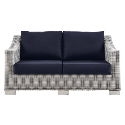 Conway Outdoor Patio Wicker Rattan Loveseat by Furniture for America