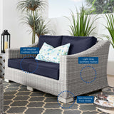 Harlow Outdoor Patio Wicker Rattan Loveseat in Light Gray Navy