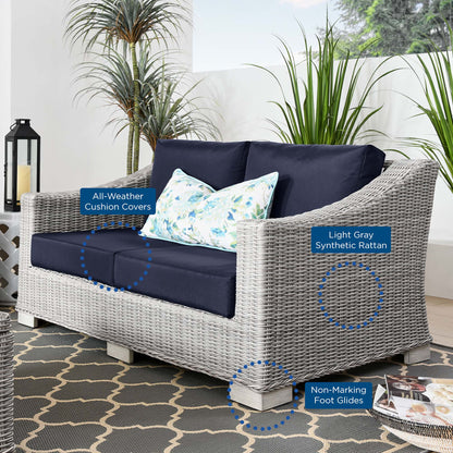 Conway Outdoor Patio Wicker Rattan Loveseat by Furniture for America