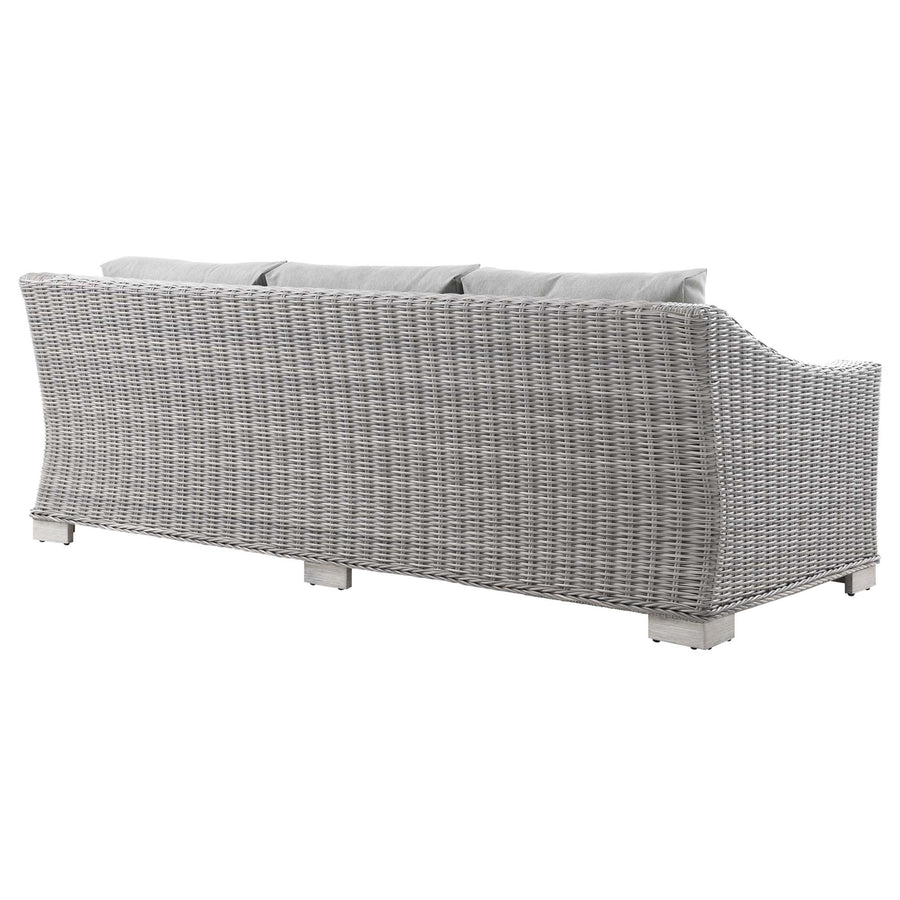 Harlow Outdoor Patio Wicker Rattan Sofa in Light Gray Gray