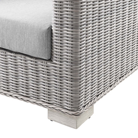 Conway Outdoor Patio Wicker Rattan Sofa in Light Gray Gray