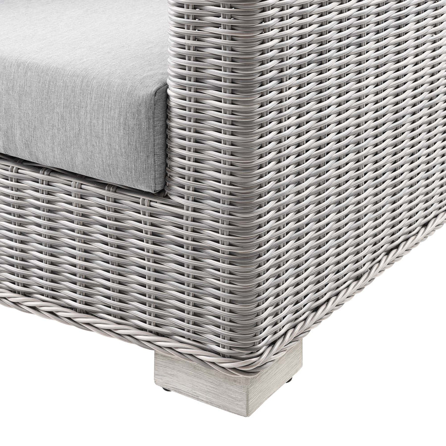 Harlow Outdoor Patio Wicker Rattan Sofa in Light Gray Gray