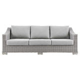 Harlow Outdoor Patio Wicker Rattan Sofa in Light Gray Gray