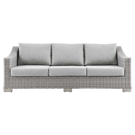 Conway Outdoor Patio Wicker Rattan Sofa in Light Gray Gray