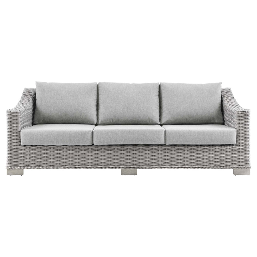 Harlow Outdoor Patio Wicker Rattan Sofa in Light Gray Gray