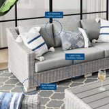 Harlow Outdoor Patio Wicker Rattan Sofa in Light Gray Gray