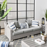 Harlow Outdoor Patio Wicker Rattan Sofa in Light Gray Gray
