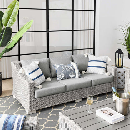 Conway Outdoor Patio Wicker Rattan Sofa by Furniture For America