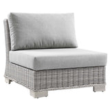 Harlow Outdoor Patio Wicker Rattan Armless Chair in Light Gray Gray
