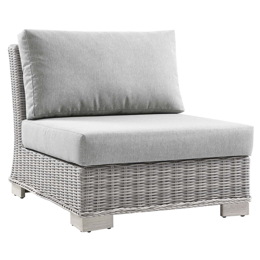 Harlow Outdoor Patio Wicker Rattan Armless Chair in Light Gray Gray