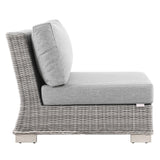 Harlow Outdoor Patio Wicker Rattan Armless Chair in Light Gray Gray
