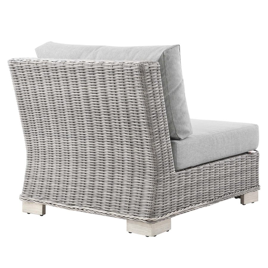 Harlow Outdoor Patio Wicker Rattan Armless Chair in Light Gray Gray