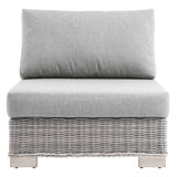 Harlow Outdoor Patio Wicker Rattan Armless Chair in Light Gray Gray