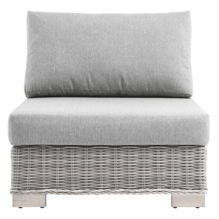 Conway Outdoor Patio Wicker Rattan Armless Chair in Light Gray Gray
