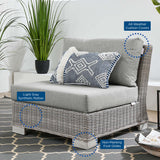 Harlow Outdoor Patio Wicker Rattan Armless Chair in Light Gray Gray