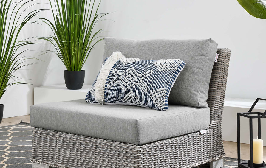 Harlow Outdoor Patio Wicker Rattan Armless Chair in Light Gray Gray
