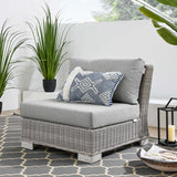 Harlow Outdoor Patio Wicker Rattan Armless Chair in Light Gray Gray