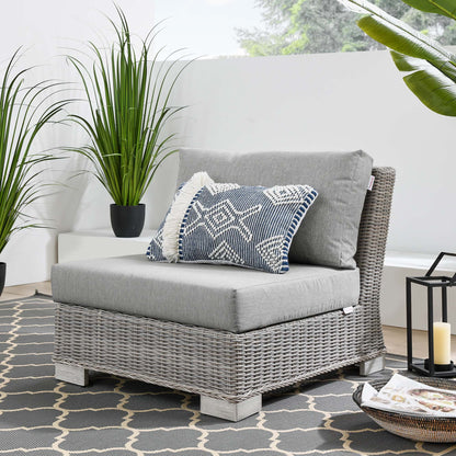 Conway Outdoor Patio Wicker Rattan Armless Chair by Furniture For America