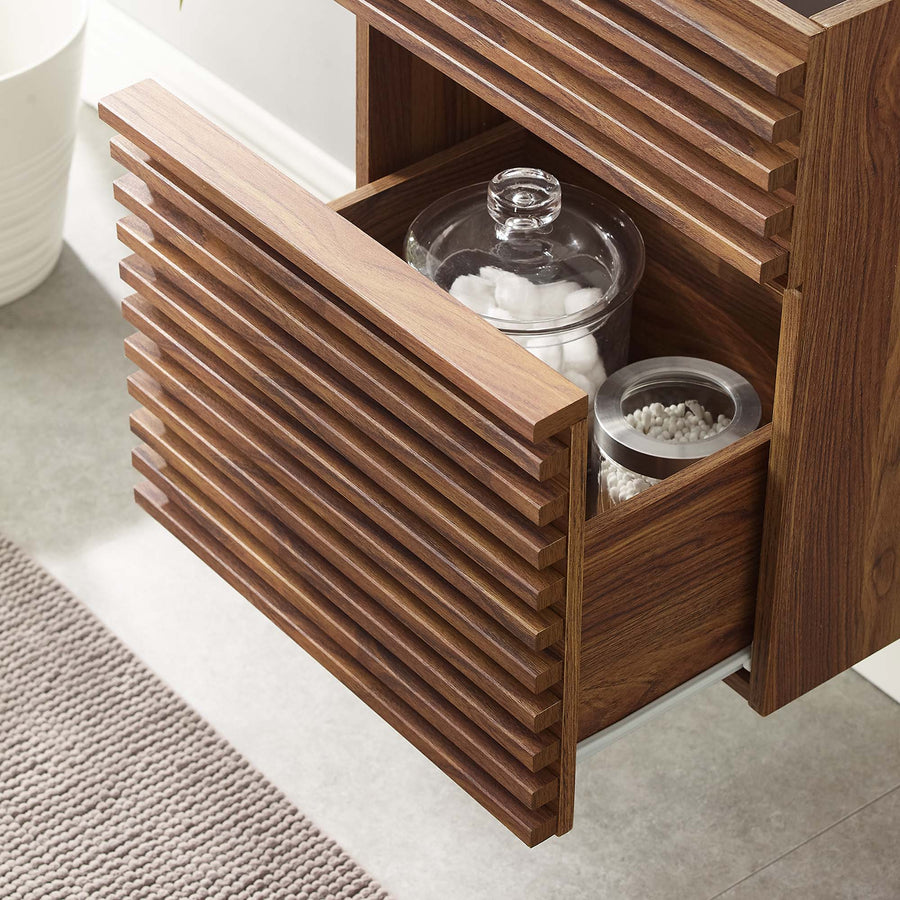 Vera 18" Wall-Mount Bathroom Vanity Cabinet (Sink Basin Not Included) in Walnut