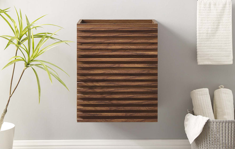 Vera 18" Wall-Mount Bathroom Vanity Cabinet (Sink Basin Not Included) in Walnut