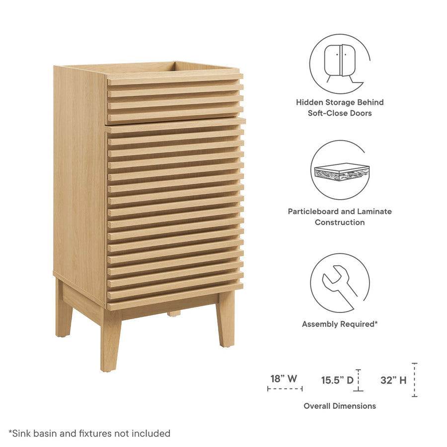 Vera 18" Bathroom Vanity Cabinet (Sink Basin Not Included) in Oak