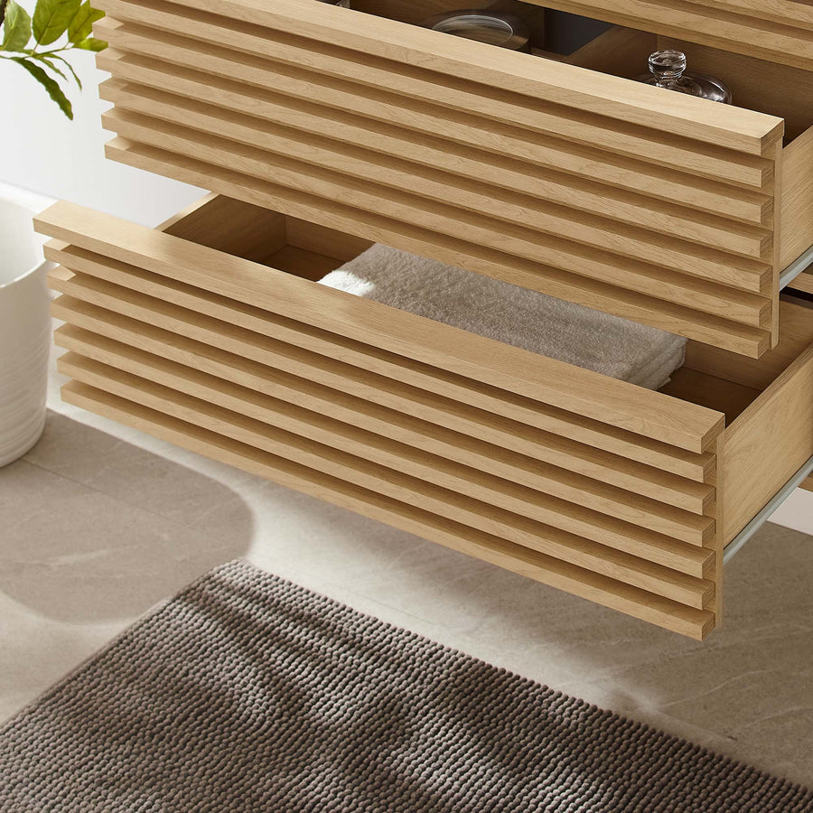 Vera 30" Wall-Mount Bathroom Vanity Cabinet (Sink Basin Not Included) in Oak