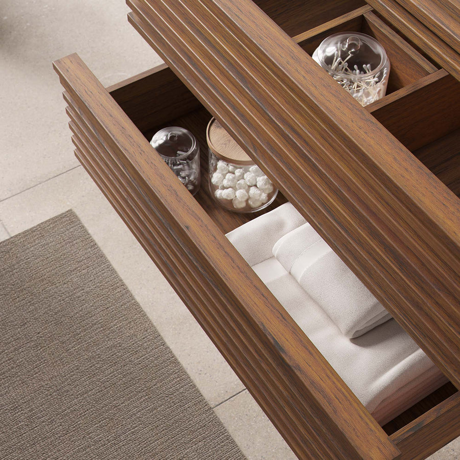 Vera 30" Wall-Mount Bathroom Vanity Cabinet (Sink Basin Not Included) in Walnut