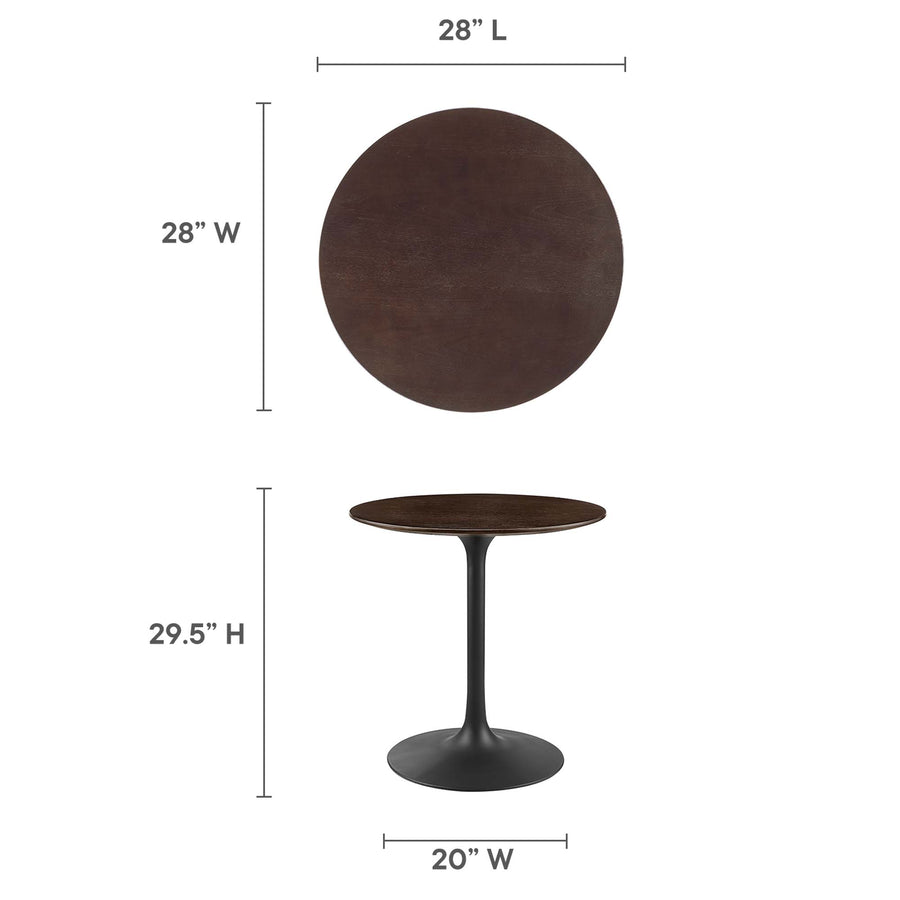 Lumen 28" Round Wood Dining Table in Black Cherry Walnut