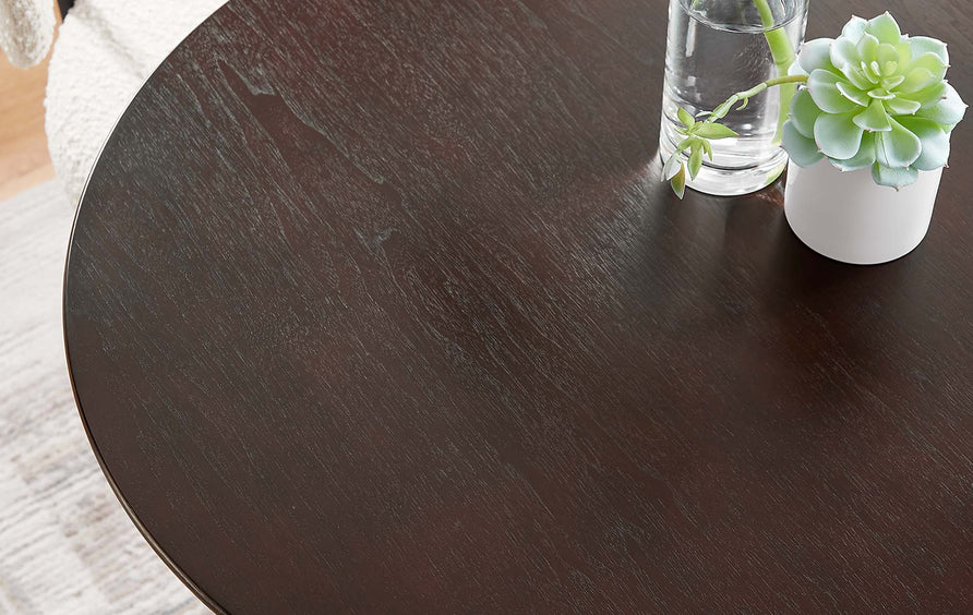 Lumen 28" Round Wood Dining Table in Black Cherry Walnut
