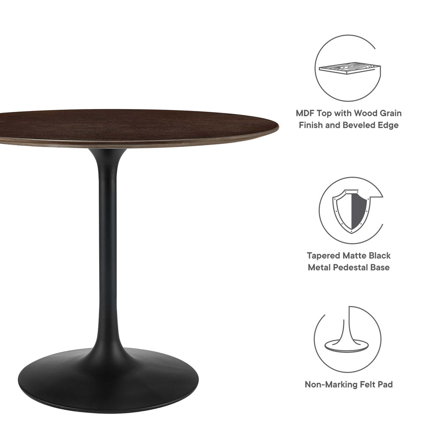 Lumen 36" Round Wood Dining Table in Black Cherry Walnut