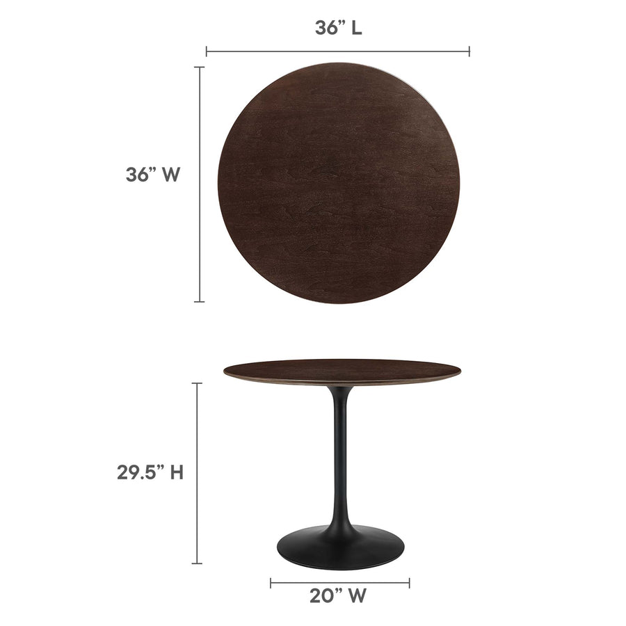 Lumen 36" Round Wood Dining Table in Black Cherry Walnut