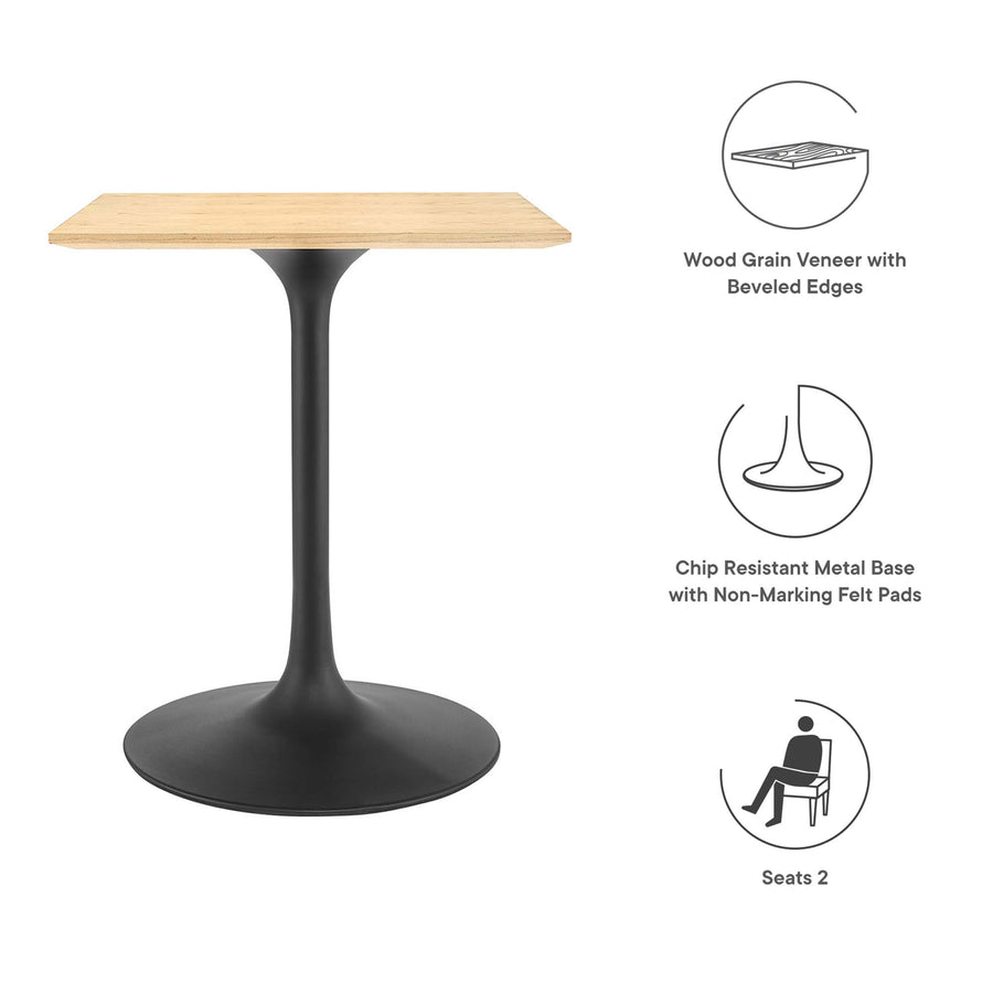 Lumen 24" Square Wood Dining Table in Black Natural