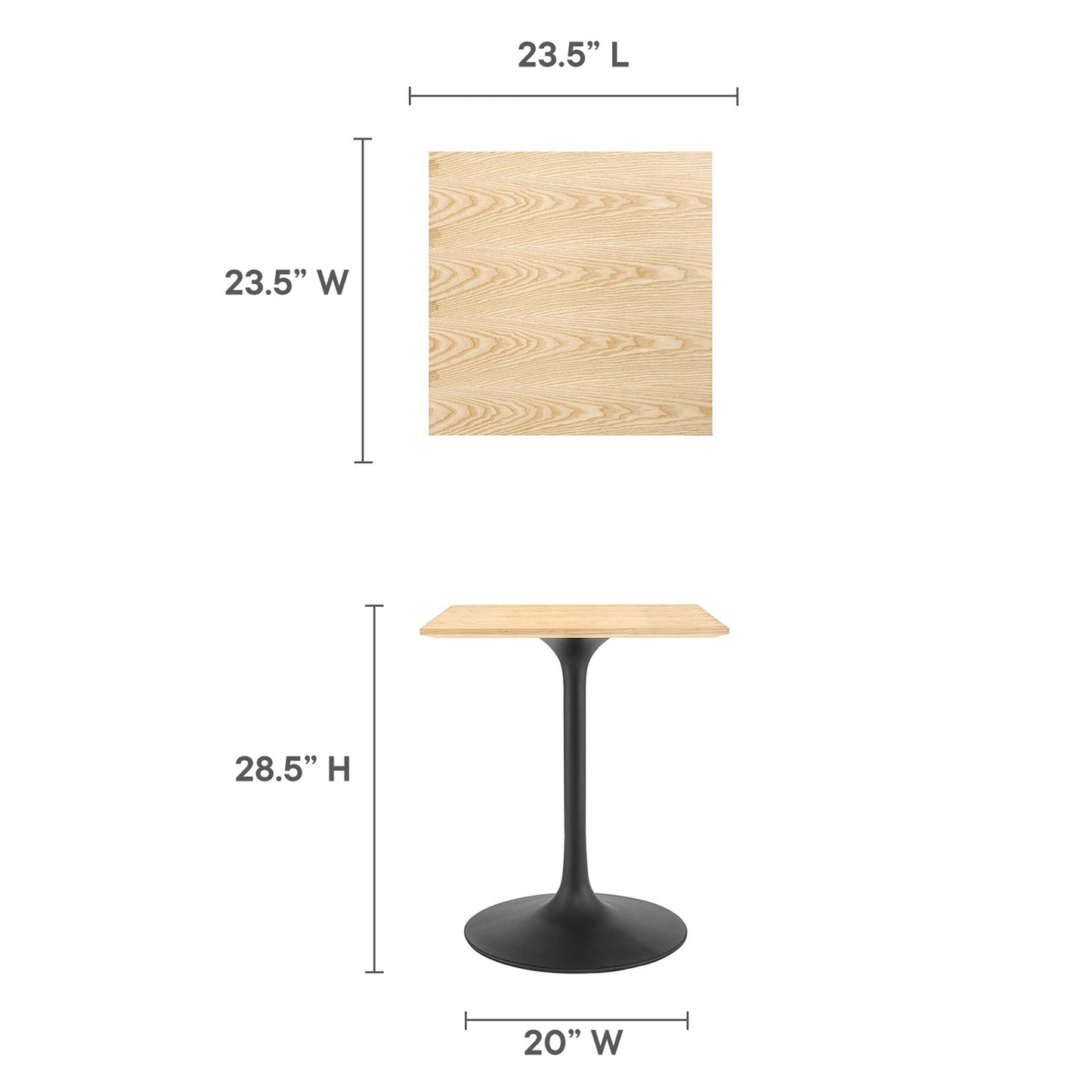 Lippa 24" Square Wood Dining Table by Furniture For America