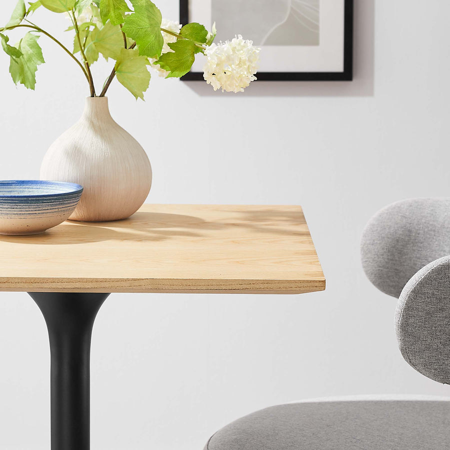 Lumen 24" Square Wood Dining Table in Black Natural