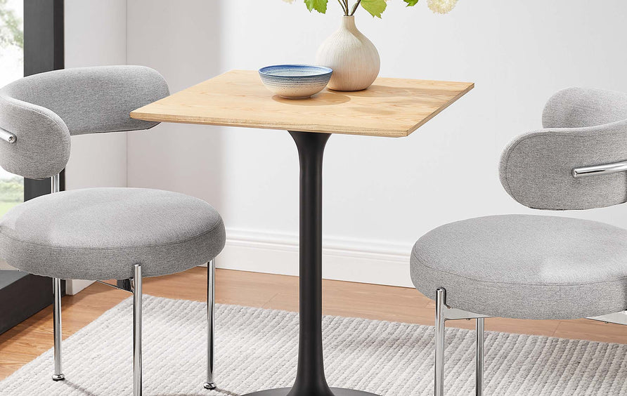 Lumen 24" Square Wood Dining Table in Black Natural
