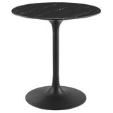 Lumen 28" Round Faux Marble Dining Table in Black Black