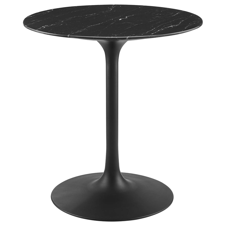 Lumen 28" Round Faux Marble Dining Table in Black Black