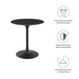 Lumen 28" Round Faux Marble Dining Table in Black Black