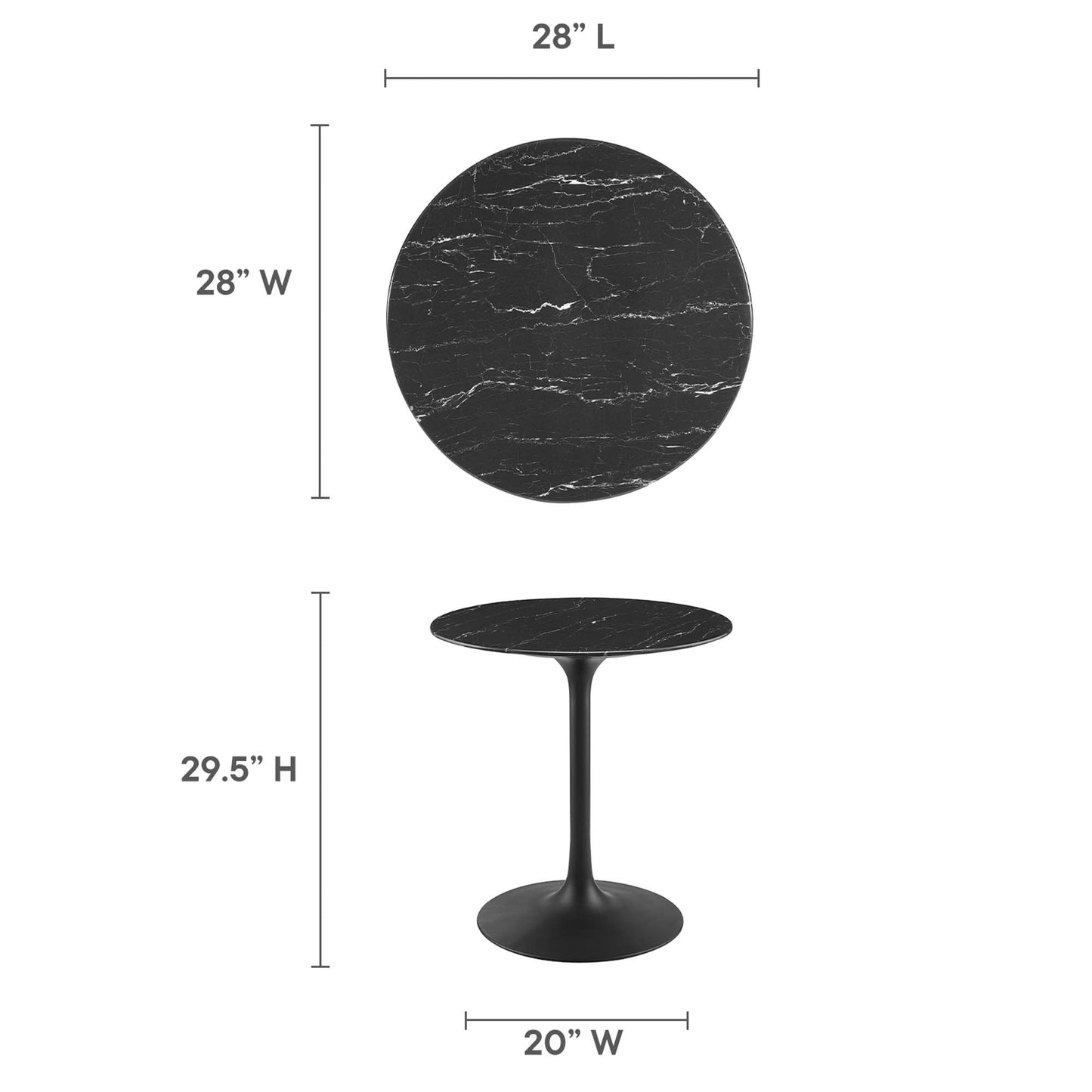 Lippa 28" Round Faux Marble Dining Table by Furniture For America
