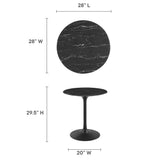 Lumen 28" Round Faux Marble Dining Table in Black Black