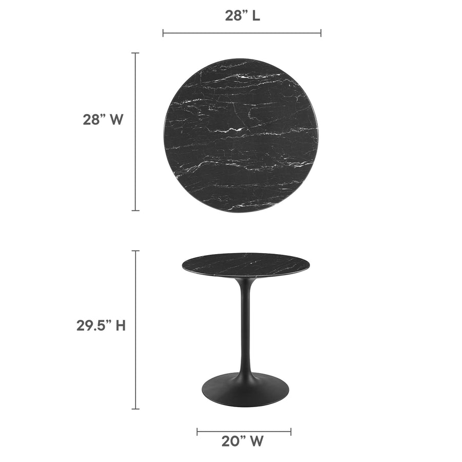 Lumen 28" Round Faux Marble Dining Table in Black Black