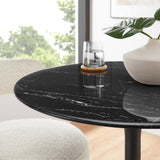 Lumen 28" Round Faux Marble Dining Table in Black Black