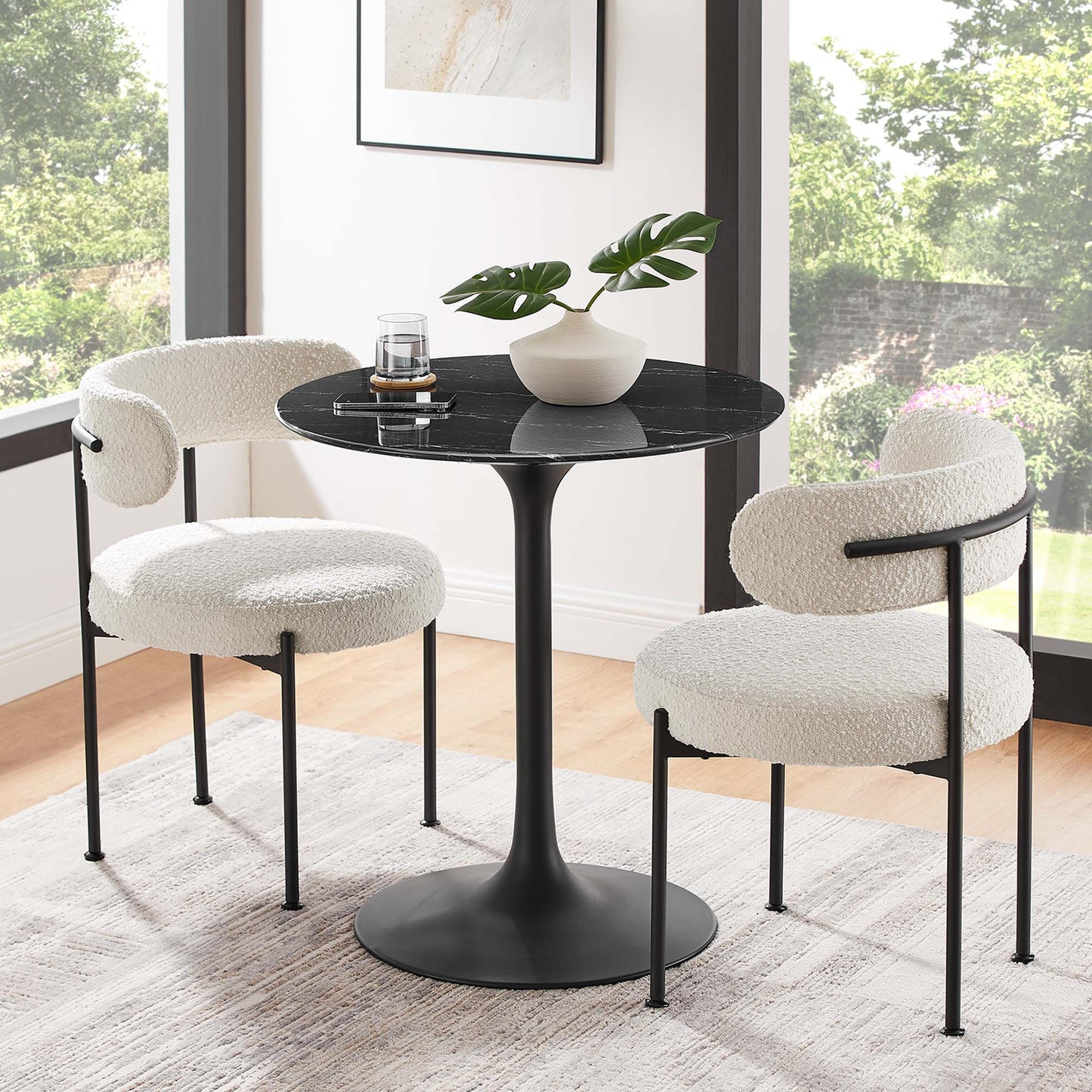 Lippa 28" Round Faux Marble Dining Table by Furniture For America