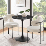 Lumen 28" Round Faux Marble Dining Table in Black Black