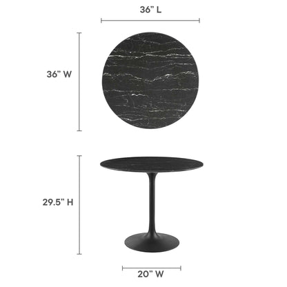 Lippa 36" Round Faux Marble Dining Table by Furniture For America