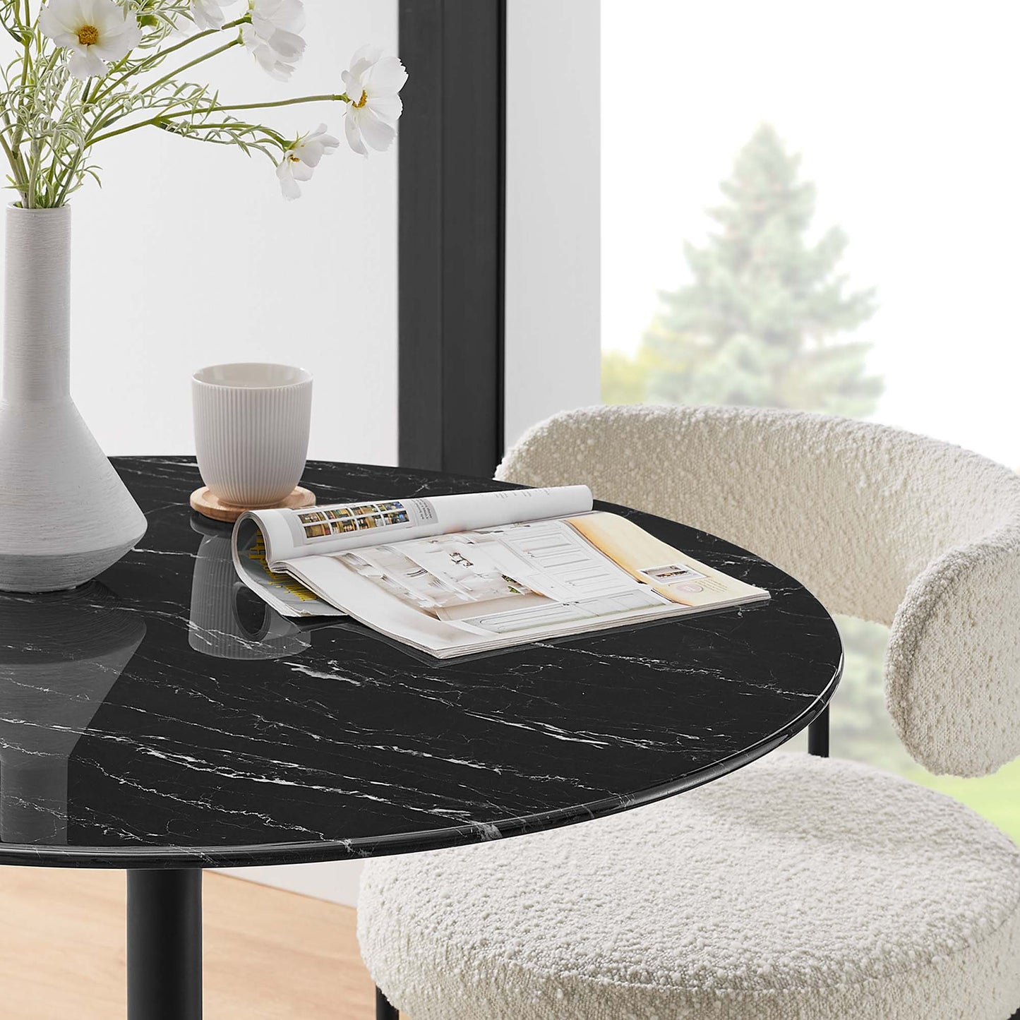 Lippa 36" Round Faux Marble Dining Table by Furniture For America